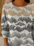 Damen Abstrakt Print Frühling/Herbst Lässig Langarm Rundhals Pullover