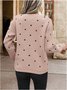 Damen Polka Dots Print Winter Lässig Langarm Rundhals Pullover