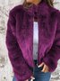 Damen Winter Oberbekleidung Kunstpelz Retro Nahtverarbeitung Unifarben Langarm Mock Neck Regelmäßig Kunstpelz Mantel