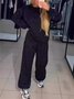 Damen Unifarben Nahtverarbeitung Zweiteiliges Set Täglich Langarm Lässig Frühling/Herbst Bluse mit Hose Matching Set