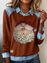 Damen Weihnachtsmann Schalkragen Retro Frühling/Herbst Langarm Sweatshirt