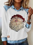 Damen Weihnachtsmann Schalkragen Retro Frühling/Herbst Langarm Sweatshirt
