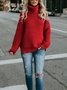 Damen Unifarben Nahtverarbeitung Winter Straße Langarm Rollkragen Pullover