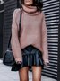 Damen Unifarben Nahtverarbeitung Winter Straße Langarm Rollkragen Pullover