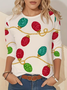 Damen Weihnachten Langarm T-Shirts T-Shirt Rundhals Lässig Frühling/Herbst Tunika Oberteile