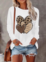 Damen Leopard Langarm T-Shirts T-Shirt Rundhals Print Lässig Frühling/Herbst T-Shirt mit Grafik Oberteile