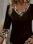 Damen Leopard Langarm T-Shirts T-Shirt V-Ausschnitt Print Lässig Frühling/Herbst T-Shirt mit Grafik Oberteile