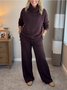 Damen Unifarben Nahtverarbeitung Zweiteiliges Set Täglich Langarm Lässig Frühling/Herbst Bluse mit Hose Matching Set