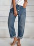 Damen sommer Blau Jean lässig geknöpft 