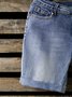 Blau Taschen Lässig Baumwollmischung Denim Shorts
