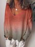 Print Langarm V-Ausschnitt Bluse
