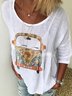 Gemusterte Bluse mit Rundhals