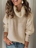 Große Größen Langarm Unifarben Lässig Pullover
