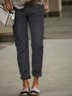 Unifarben Alle Jahreszeiten Lässig Normal Leicht Keine Elastizität Reißverschluss Standard H-Linie Hose für Damen