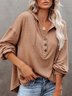 Khaki Langarm Geknöpft Sweatshirts