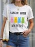 Damen Print Kurzarm T-Shirts T-Shirt Rundhals Lässig Sommer Oberteile