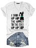 Damen Buchstabe Kurzarm T-Shirts T-Shirt V-Ausschnitt Lässig Sommer Oberteile