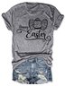 Damen Buchstabe Kurzarm T-Shirts T-Shirt Rundhals Lässig Sommer Oberteile