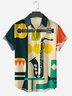 Herren Retro Gitarre und Saxophon Print Hawaiische Revers Shirts