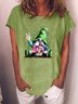 Damen Kartoon Kurzarm T-Shirts T-Shirt Rundhals Lässig Sommer Oberteile