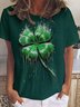 Damen Kleeblatt Kurzarm T-Shirts T-Shirt Rundhals Lässig Sommer Oberteile