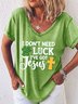 Damen Buchstabe Kurzarm T-Shirts T-Shirt V-Ausschnitt Lässig Sommer Oberteile