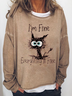 Damen Rundhals Tier Retro Herbst Langarm Sweatshirt