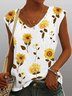 Farbverlauf Oberteile T-Shirt mit Blume Chrysantheme Print
