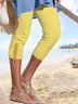 Unifarben Farbe gemustert Elastische Taille Spitze Hohe Elastizität Hosen Capri Leggings Große Größen