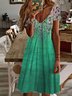 Elegant Geblümt Kurzarm Stricken Kleid