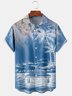 Urlaub Stil Hawaii Serie Farbverlauf Farbe Marmoriert Pflanze Kokosnuss Eree Element Muster Revers Kurzarm Brusttasche Bluse Print Oberteile