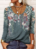 Damen Lässig Geblümt Herbst Regelmäßige Passform Jersey Langarm Regelmäßig H-Linie Mittel Elastizität Blusen & Shirts