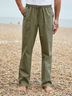 Baumwolle Leinen Stil Unifarben Basic Hose