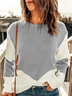 Damen Lässig Farbblock Winter Mikroelastizität Täglich Weit Langarm H-Linie Regelmäßig Pullover