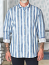 Baumwolle Leinen amerikanisch Lässig Stil Streifen Flachs Langarm Shirts