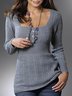 Karree-Ausschnitt Wolle-Gemisch Lässig Pullover