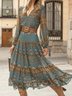V-Ausschnitt Chiffon Urlaub Ethnisch Kleid