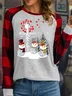 Damen Langarm Bluse Frühling/Herbst Weihnachten Polyester Baumwolle Rundhals Täglich Ausgehen Lässig Oberteile