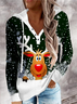 Weit Weihnachten Lässig Baumwolle-Gemisch Sweatshirt