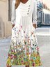Weit Geblümt Lässig Asymmetrisch Kleid
