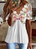 Spitzenrand Elegant V-Ausschnitt Bluse