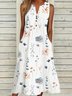 Schnalle Blumenmuster Weit Freizeitkleid