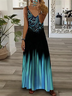 Sommer Farbverlauf Spaghettiträger Lässig Unterhose Kleid