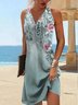 Geblümt Schnalle Urlaub Kleid