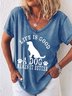 Damen Tier Kurzarm T-Shirts T-Shirt V-Ausschnitt Lässig Sommer Oberteile