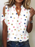 Damen Polka Dots Lässig Sommer Stehkragen Täglich Weit Kurzarm T-Shirt