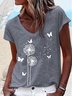 Damen Unifarben Kurzarm T-Shirts T-Shirt V-Ausschnitt Lässig Sommer Oberteile