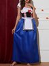 Dirndl Oktoberfest Urlaub Unifarben Karree-Ausschnitt Regelmäßige Passform Kleid mit Nein