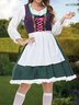 Dirndl Oktoberfest Urlaub Unifarben Rundhals Kleid
