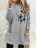 Weit Lässig Fluff/Granular-Fleece-Stoff Löwenzahn Sweatshirt